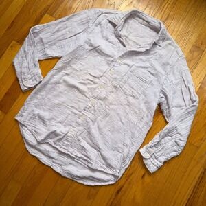 CP Shades Lavender‎ Floral Embroidered Cotton Gauze Button Down Shirt Cottage M
